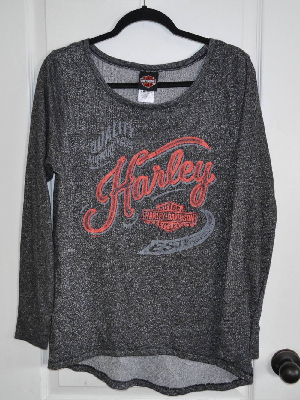 Harley Davidson Dallas Texas Shirt Long Sleeve Top Charcoal Gray Biker